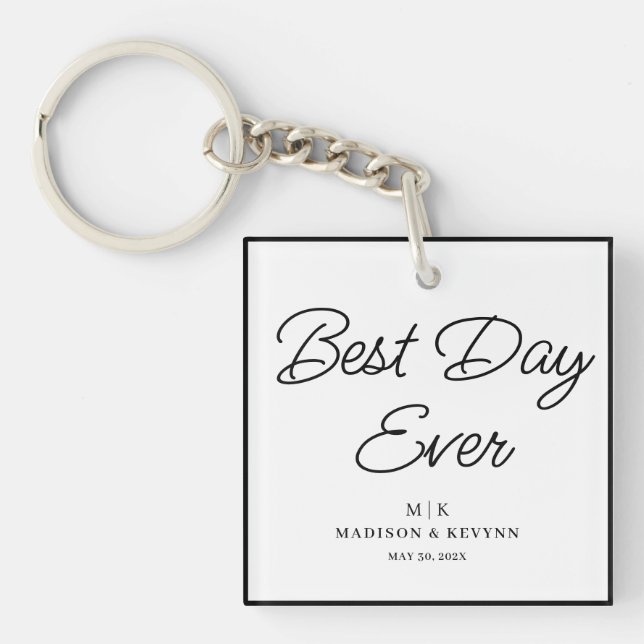 Minimal and Chic | Wedding  Key Ring (Front)