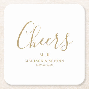 Minimal and Chic   Wedding Square Paper Coaster