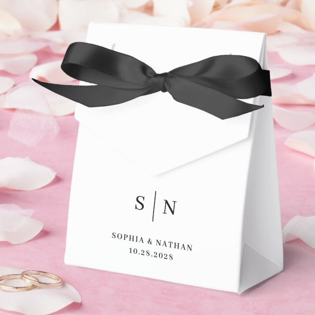 Minimal and Chic | White and Black Wedding Favour Box (Wedding)
