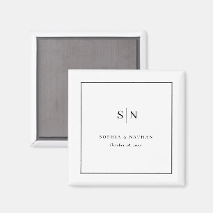Minimal and Chic   White and Black Wedding Magnet