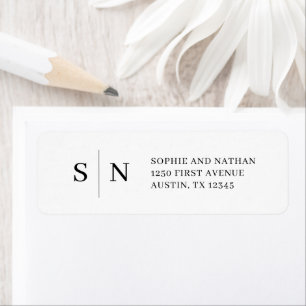 Minimal and Chic   White and Black Wedding Return Address Label