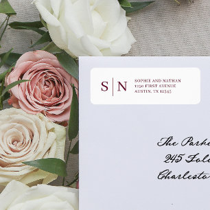 Minimal and Chic White and Burgundy Return Address Label