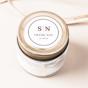 Minimal and Chic White and Burgundy Wedding Classic Round Sticker