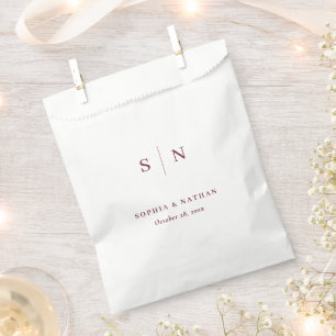 Minimal and Chic White and Burgundy Wedding Favour Bag