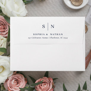 Minimal and Chic White and Navy Blue Envelope