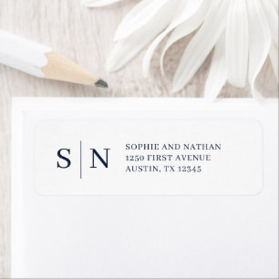 Minimal and Chic White and Navy Blue Return Address Label