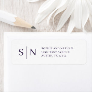 Minimal and Chic White and Purple Return Address Label