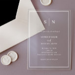 Minimal and Chic | White Border Wedding Acrylic Invitations<br><div class="desc">These elegant,  modern clear acrylic wedding invitations feature a simple minimalist text design,  with a classic white frame at the border. Add your initials or monogram to make them completely your own.</div>