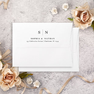 Minimal and Chic   White Monogram BUDGET Wedding Envelope