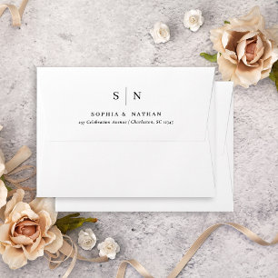 Minimal and Chic   White Monogram Wedding Envelope