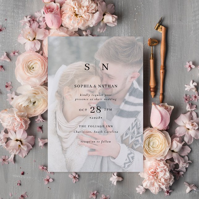 Minimal and Chic | Your Photo with Overlay Wedding Invitation (Creator Uploaded)