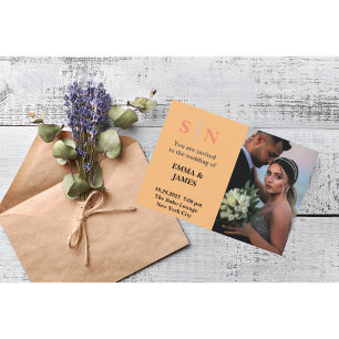 Minimal and ChicDusty Blue Two Photo Wedding Invitation