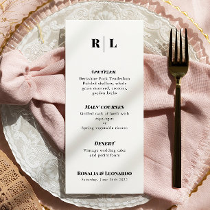 Minimal and elegant Black and White Wedding Menu