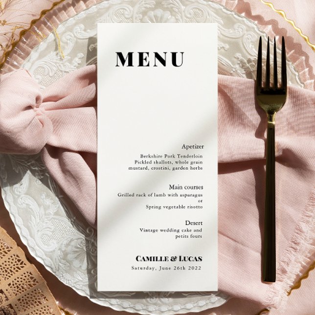 Minimal and elegant Black and White Wedding Menu (Creator Uploaded)