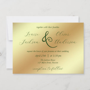 Minimal and elegant golden Wedding Invitation
