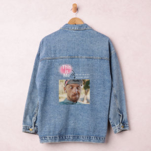 Minimal and Funny Custom Add Photo With Text  Denim Jacket