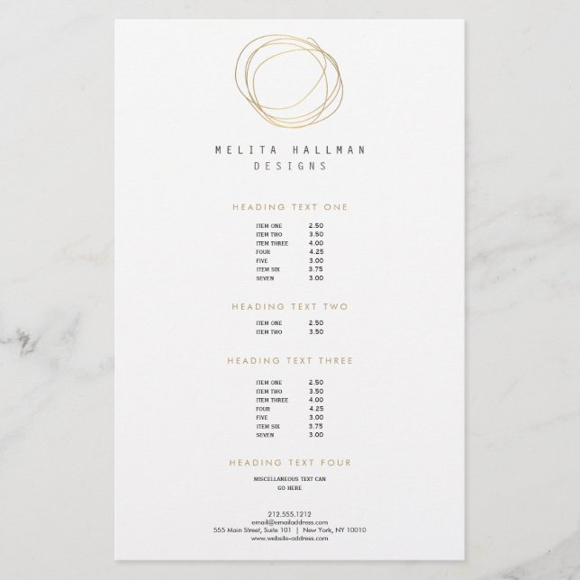 Minimal and Modern Designer Scribble Logo in Gold Flyer (Front)
