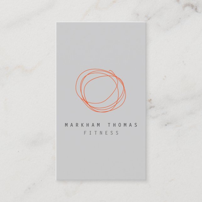 Minimal and Modern Designer Scribble Logo Orange Business Card (Front)