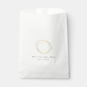 Minimal and Modern Gold Designer Scribble Logo Favour Bag