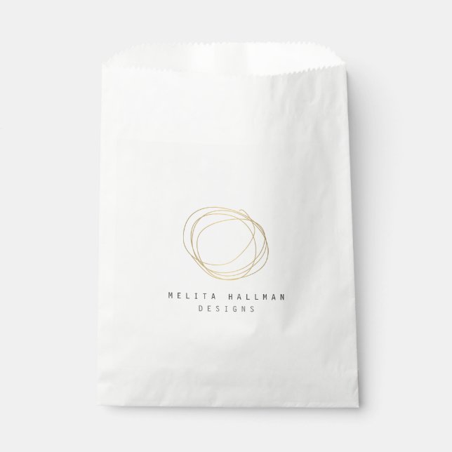 Minimal and Modern Gold Designer Scribble Logo Favour Bag (Front)