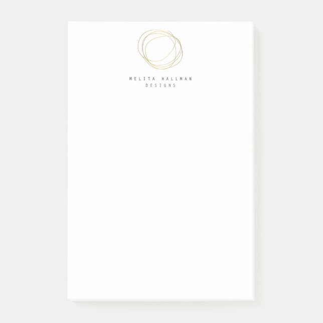 Minimal and Modern Gold Designer Scribble Logo Post-it Notes (Front)