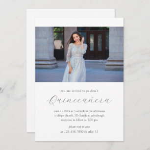 Minimal and Modern Quinceañera Photo Invitation