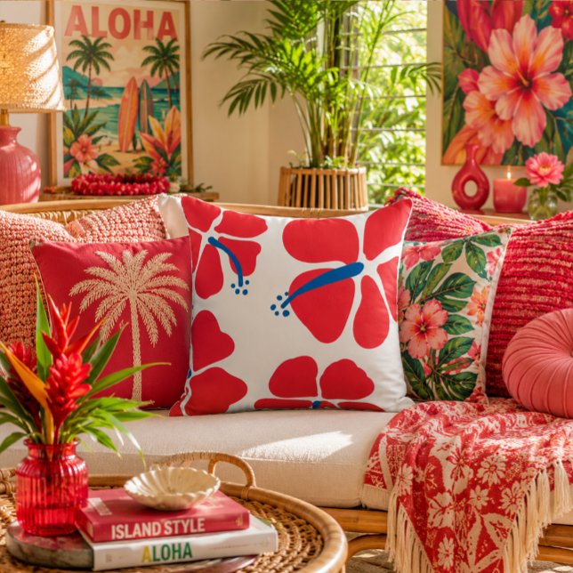 Minimal and Modern red hibiscus  Cushion (Creator Uploaded)