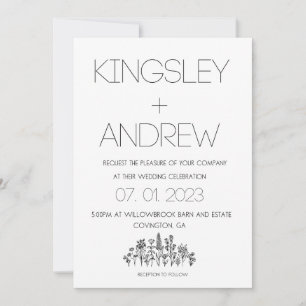 Minimal and Rustic Floral Wedding Inviation Invitation