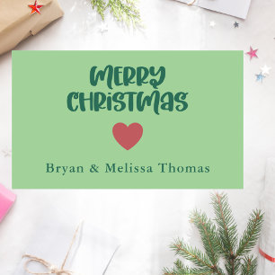 Minimal and Simple Green and Red Merry Christmas Rectangular Sticker