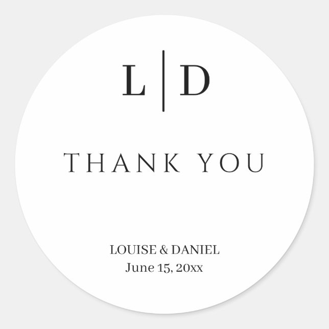 Minimal and Simple Personalised Wedding Classic Round Sticker (Front)