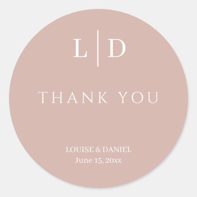 Minimal and Simple Personalised Wedding Classic Round Sticker (Front)