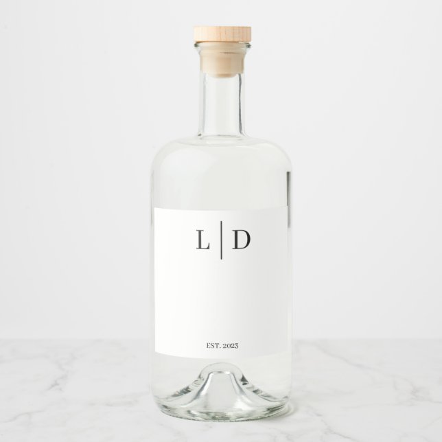 Minimal and Simple Personalised Wedding Liquor Bottle Label (Front)
