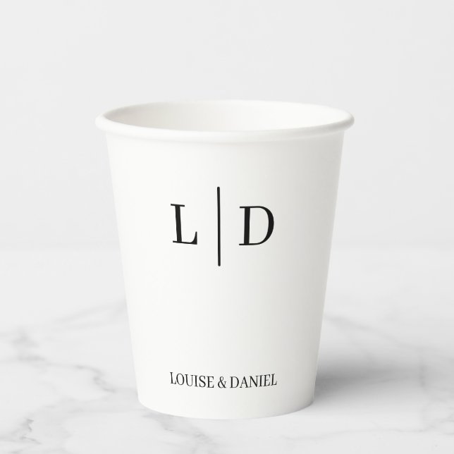 Minimal and Simple Personalised Wedding Paper Cups (Front)