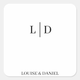 Minimal and Simple Personalised Wedding Square Sticker