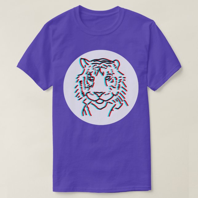 Minimal Animals Tiger Face Glitch T-Shirt (Design Front)