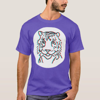 Minimal Animals Tiger Face Glitch T-Shirt