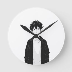 Minimal Anime Boy Wall Clock