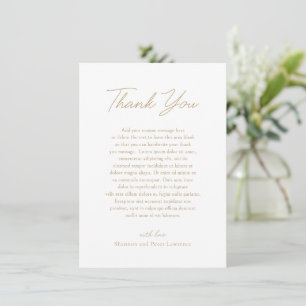 Minimal Antique Gold Photo Elegant Wedding Thank You Card