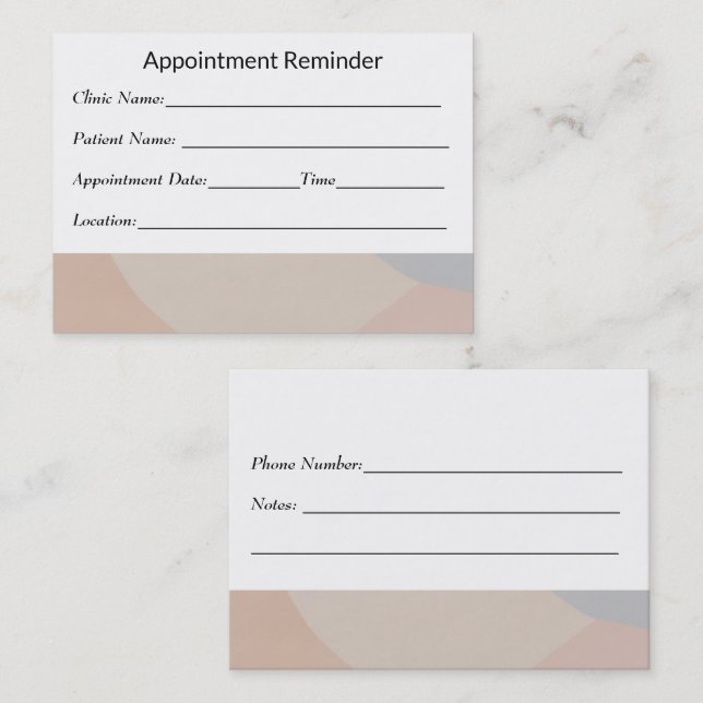 Minimal Appointment Reminder Card Clean Design (Front/Back)