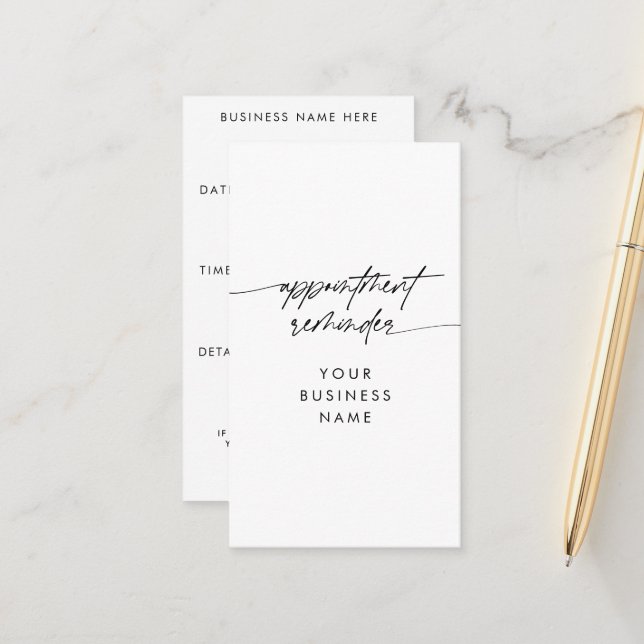 Minimal Appointment Reminder Script Business Name Card (Front/Back In Situ)
