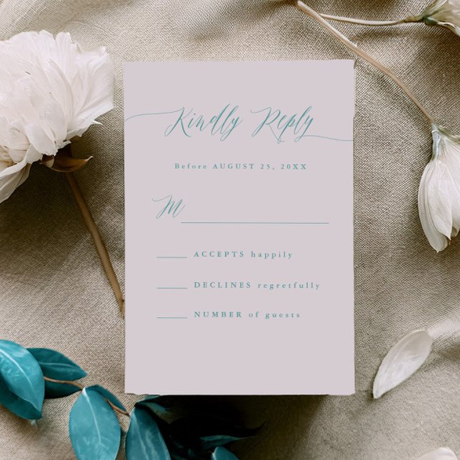 Minimal Aqua Blue RSVP Calligraphy Response Card (Creator Uploaded)