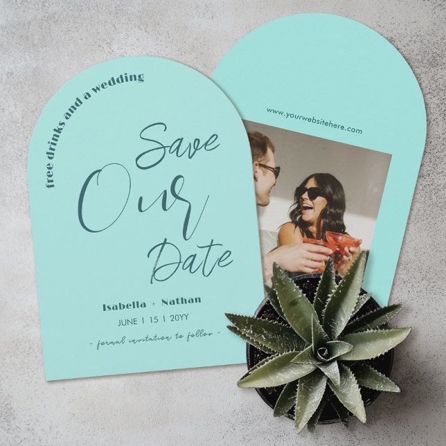 Minimal Aqua Blue Summer Wedding Save The Date  Invitation (Creator Uploaded)