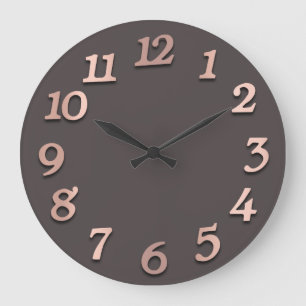 Minimal Arabic Numbers Rose Grey Gold Graphite Large Clock