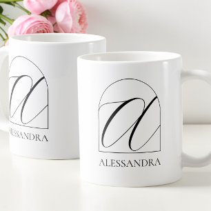 Minimal Arch Black Script Initial A Name Monogram Coffee Mug