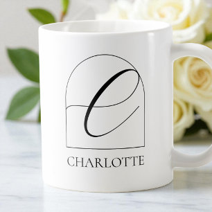 Minimal Arch Black Script Initial C Name Monogram Coffee Mug