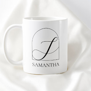 Minimal Arch Black Script Initial S Name Monogram Coffee Mug