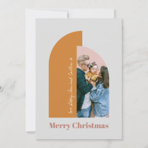Minimal Arch Blush Dusty Pink Gray Merry Photo Holiday Card