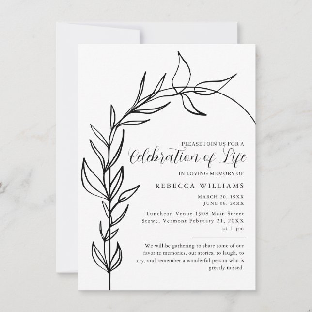 Minimal Arch Celebration of Life  Invitation (Front)