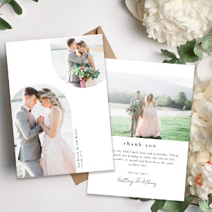 Minimal Arch Curve Multi Photo Wedding Thank You Card