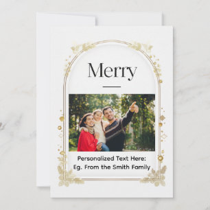 Minimal Arch “Merry” Holiday Flat Card with Front